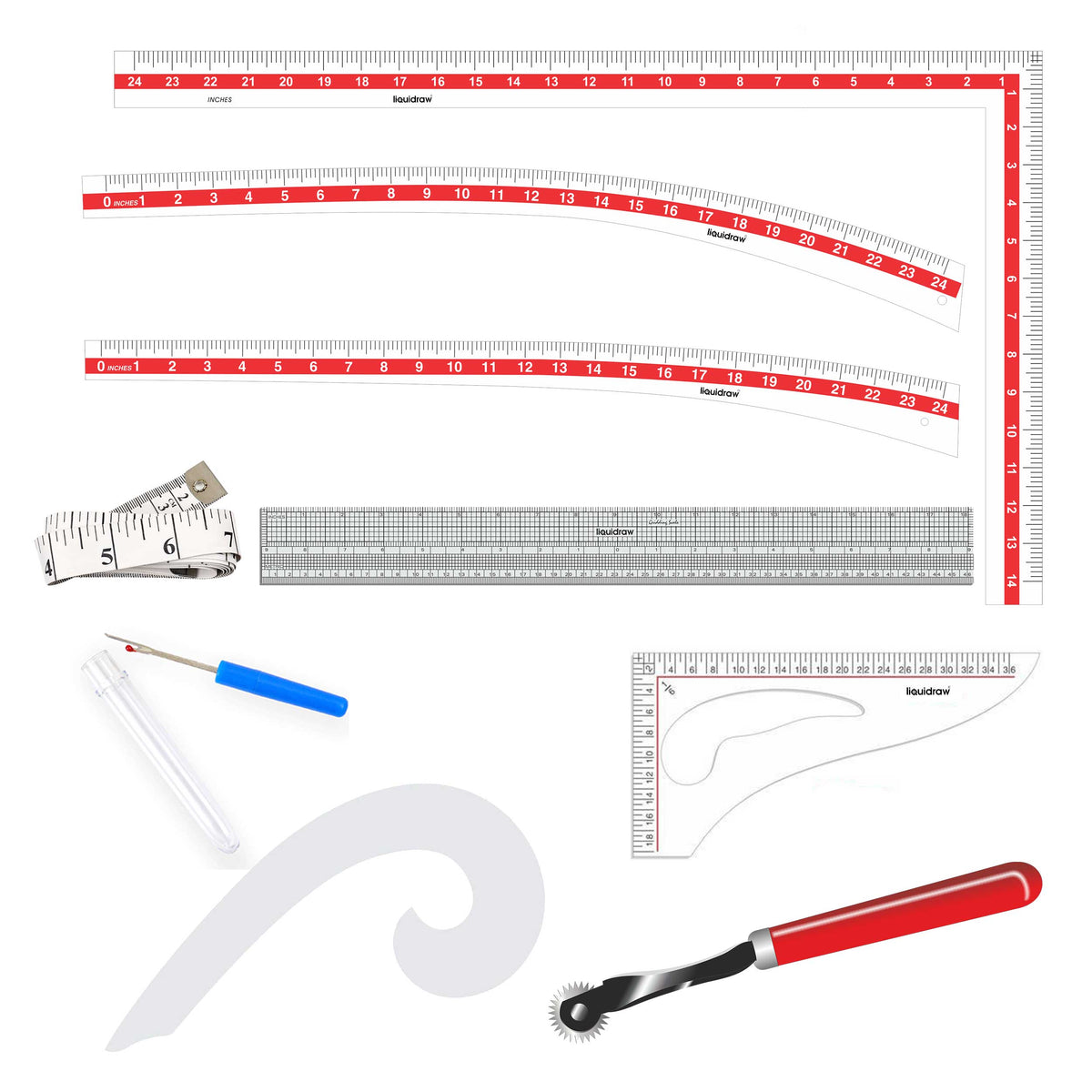 Liquidraw French Curve Set of 4 Rulers Clear Technical Drawing Stencil  Templates French Curves Armhole Curve Ruler