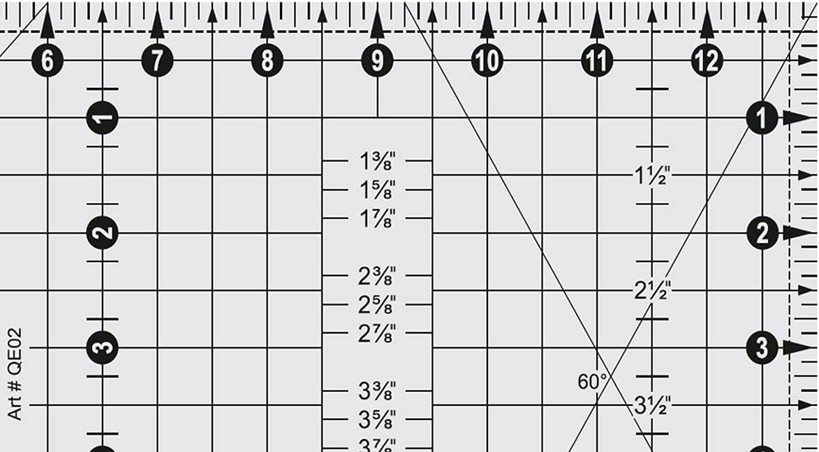 Liquidraw Square Quilting Ruler, Clear Acrylic Template, 12 
