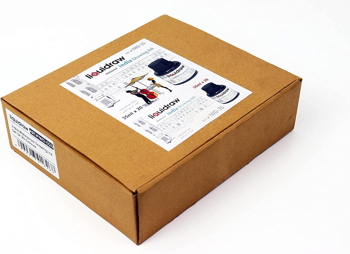 Liquidraw Coloured Drawing Ink Set India Ink, Waterproof, Set of 20 As