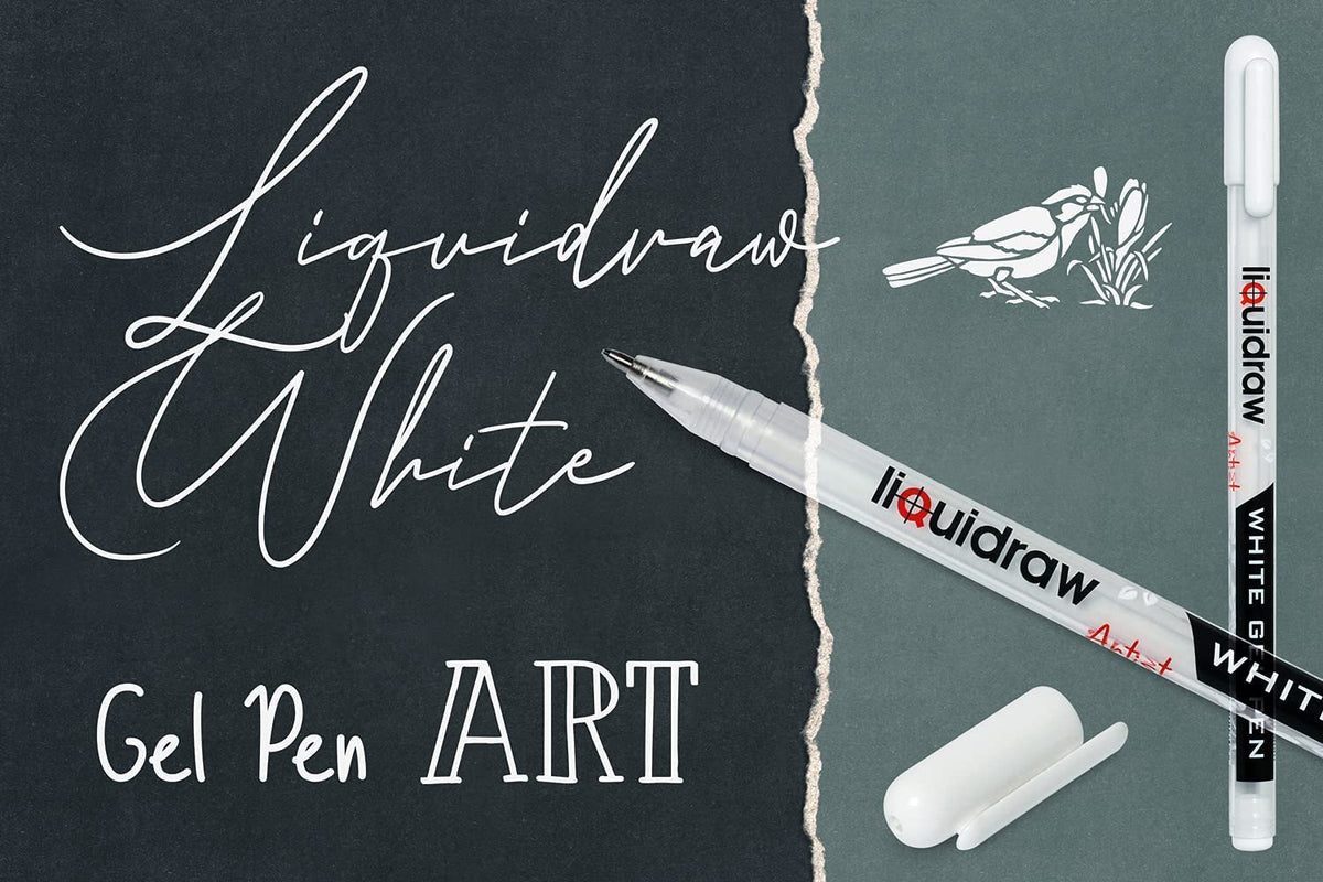 Liquidraw White Gel Pens For Art, Black Paper 0.8mm Fine Point Gel Pen
