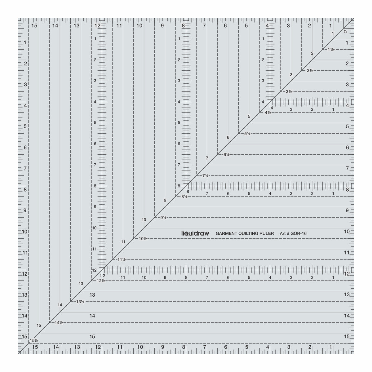 Liquidraw Square Quilting Ruler, Clear Acrylic Template, 16