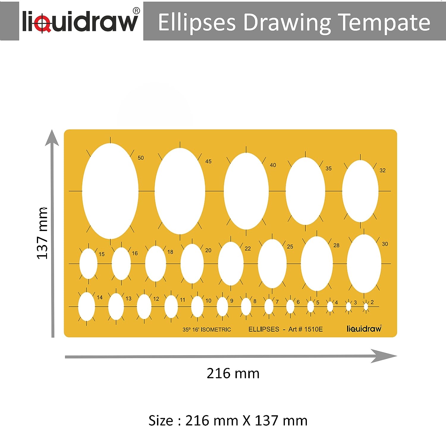 Geometric Oval Drawing Template Stencil – Clear Plastic Ruler With Ellipse Shapes For Drafting & Art