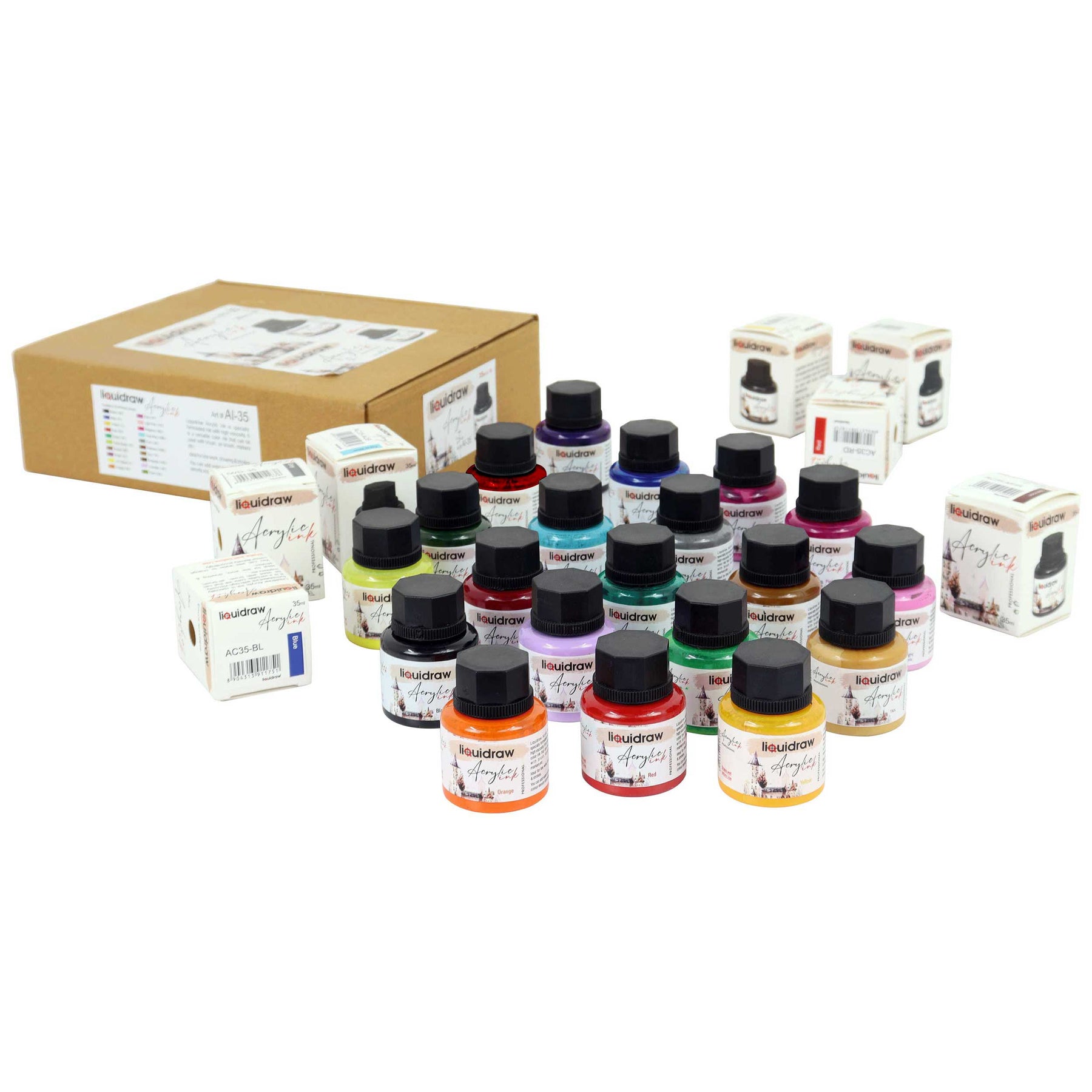 Liquidraw Acrylic Inks for Artists Set of 10 Ink Set 35ml Professional for  Painting, Drawing, Paints, Art, Brushes
