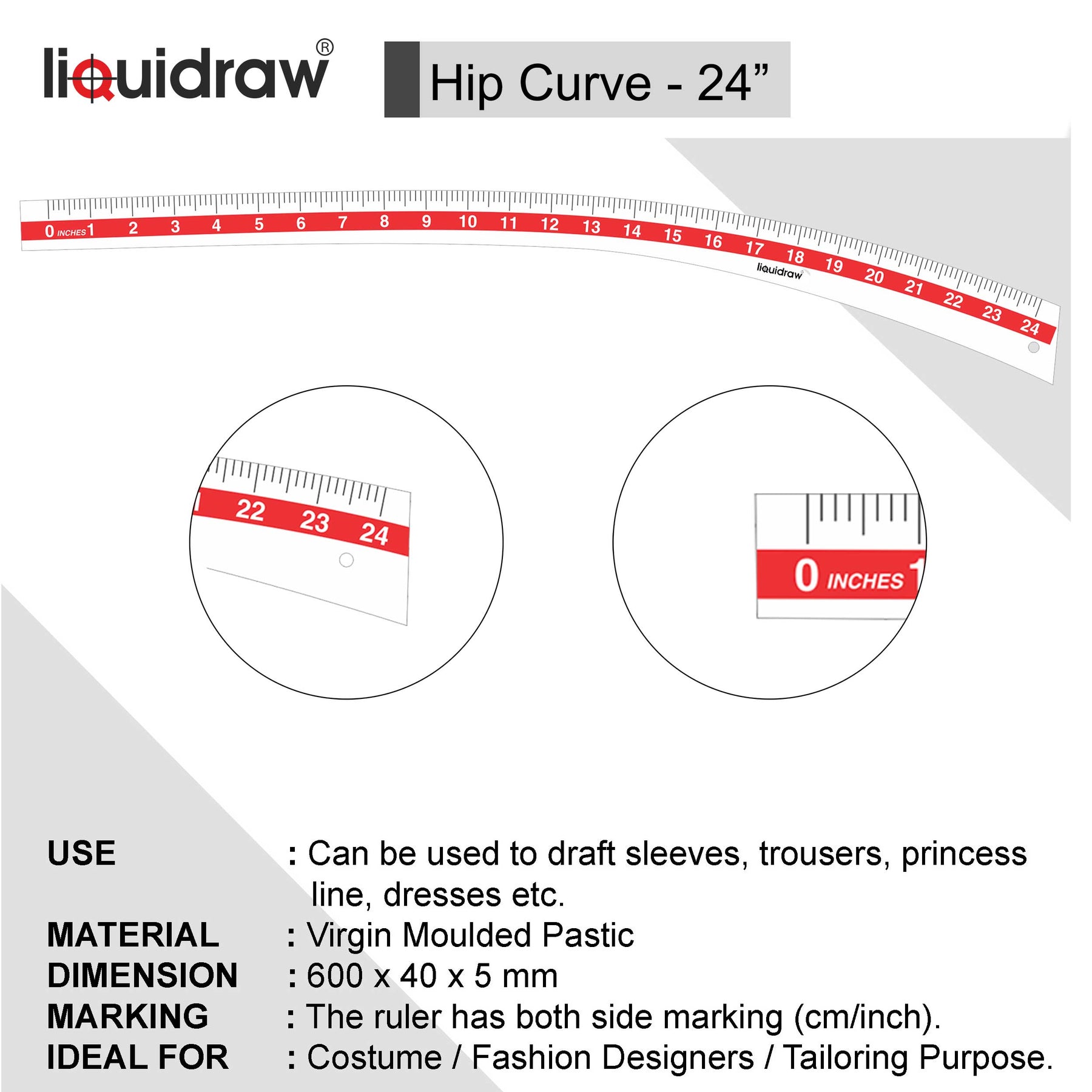 Liquidraw Quilting Ruler 8.5 x 12 Acrylic Imperial Patchwork Rectang