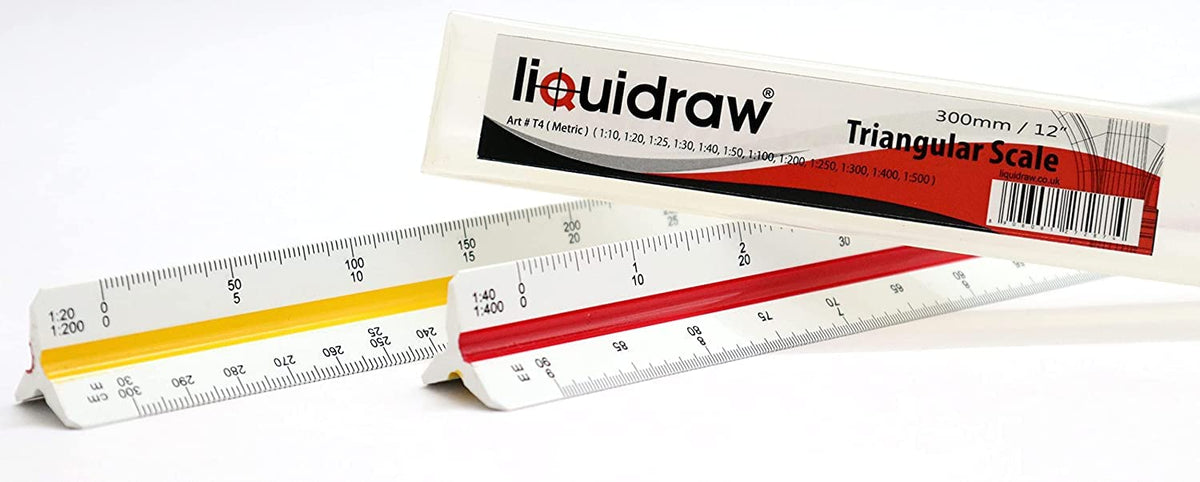 Liquidraw Triangular Scale Ruler & Rolling Ruler 30cm Set With Mechani