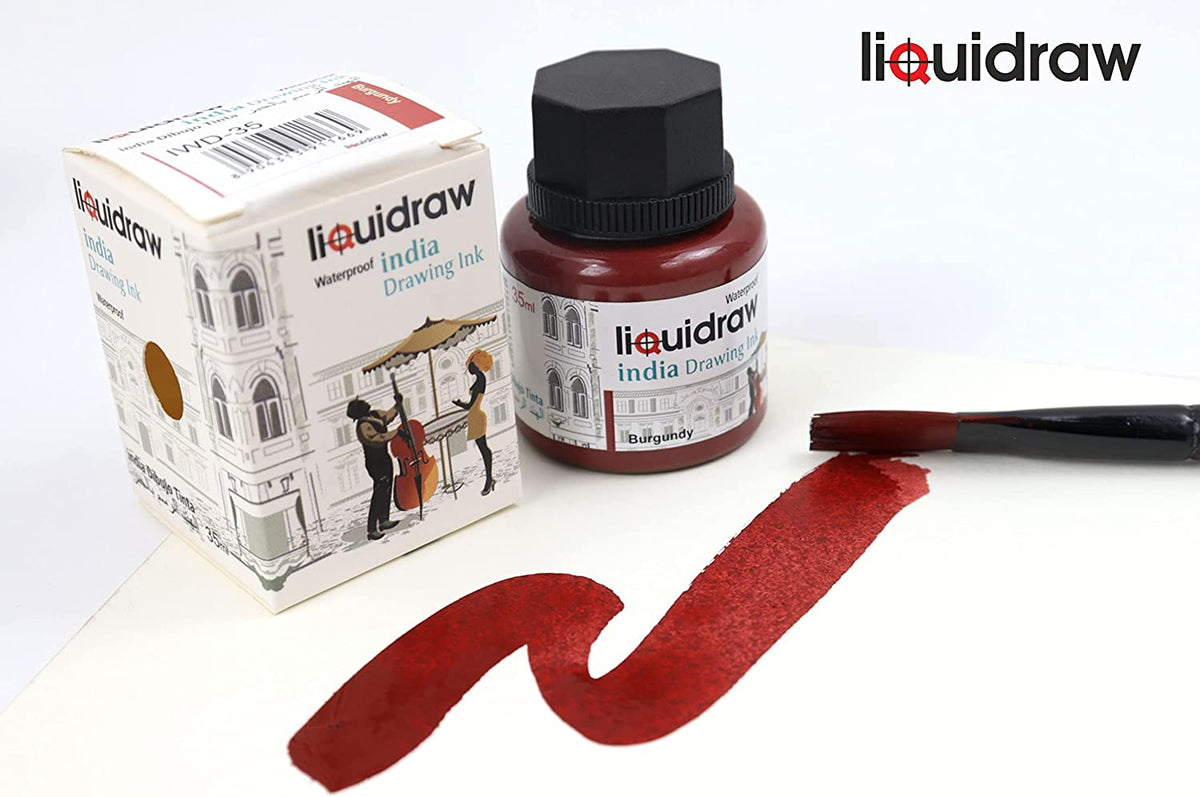 Liquidraw Coloured Drawing Ink India Ink, Waterproof 20 Assorted Colou