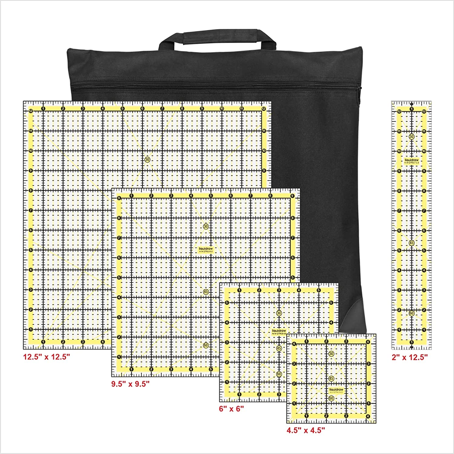 Liquid Ruler Wall Liquidraw Quilting Ruler Set of 5, Clear Acrylic Quilting Rulers Templ