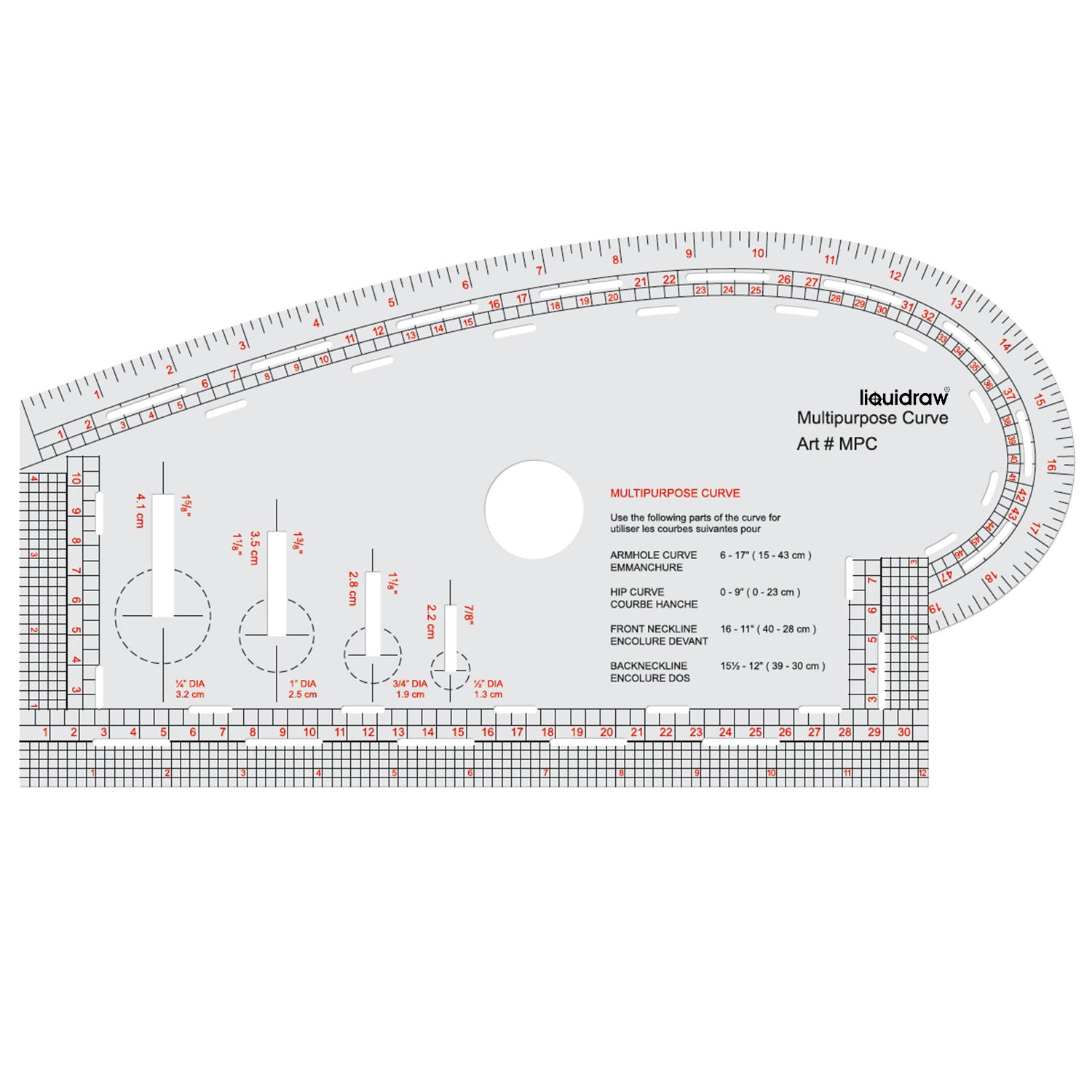 Liquidraw 4 in 1 Multipurpose Curve Ruler Includes Armhole Curve Ruler